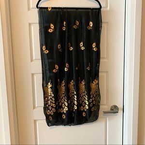 New Black and Gold Peacock Scarf